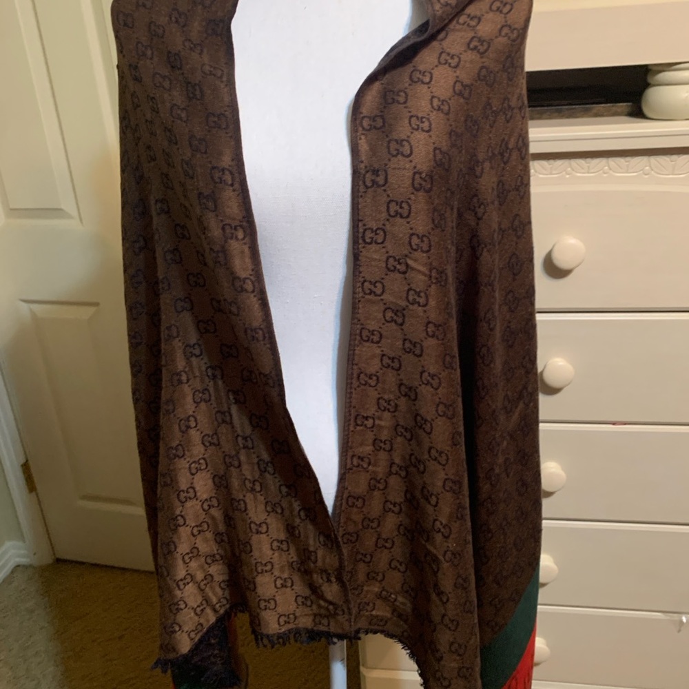 “Gucci” fashion preowned Brown GG Patterned Scarf